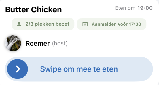 Evenement joinen met swipe